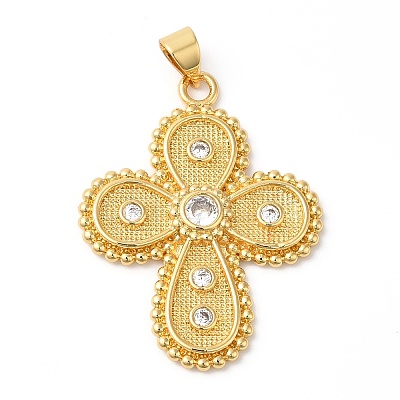 Rack Plating Brass Micro Pave Cubic Zirconia Pendants KK-R143-02G-1