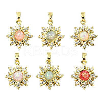 6Pcs 6 Colors Rack Plating Brass Pendants KK-CJ0002-42-1