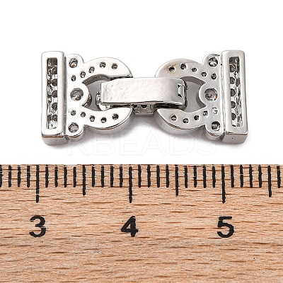 Brass Micro Pave Clear Cubic Zirconia Fold Over Clasps KK-P291-16P-1