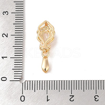 Golden Brass Micro Pave Clear Cubic Zirconia Ice Pick Pinch Bails KK-B100-049G-1