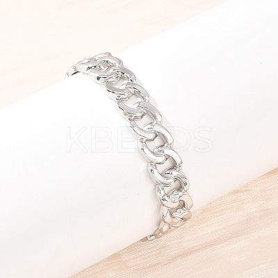304 Stainless Steel Cuban Link Chain Bangles BJEW-Z155-03P-1