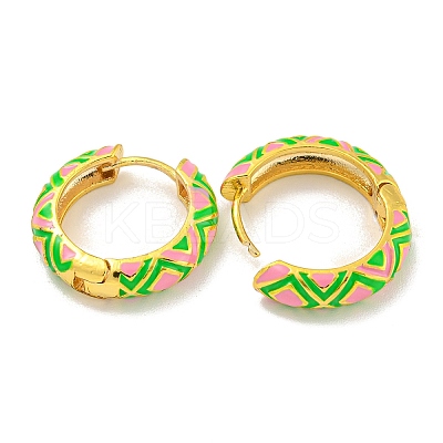 Rack Plating Rhombus Pattern Brass Enamel Hoop Earrings EJEW-C102-47G-06-1