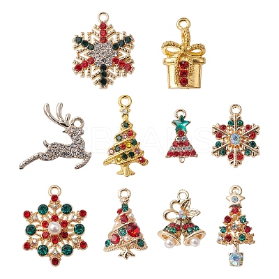 10Pcs 10 Style Rack Plating Alloy Pendants FIND-YW0003-85-1