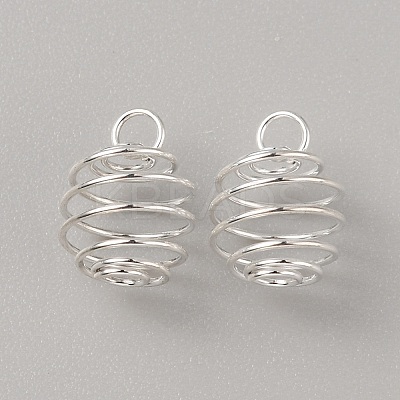 Stainless Steel Spiral Bead Cage Pendants STAS-WH0016-57S-1
