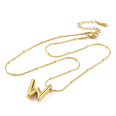 Ion Plating(IP) Initial Letter 304 Stainless Steel Pendant Necklace NJEW-R265-05G-W-1