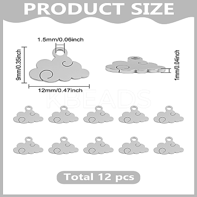 12Pcs 304 Stainless Steel Charms STAS-LP0003-50-1