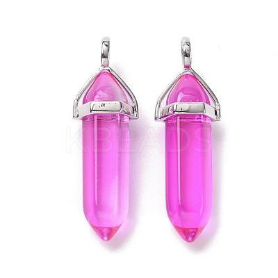 Faceted Bullet Glass Pointed Pendants KK-E282-P-1