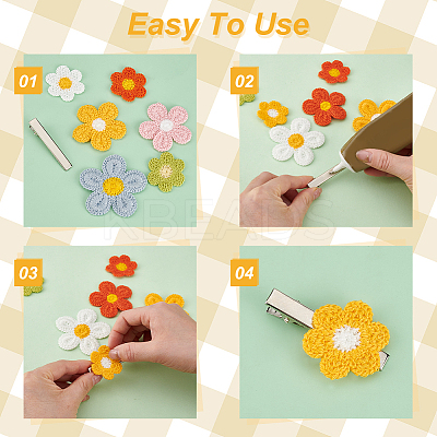 54pcs 18 Style Candy Color Two Tone Crochet Flower Appliques PATC-GA0001-23-1