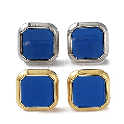 6 Pair 2 Color Square Acrylic Stud Earrings EJEW-A024-03B-1