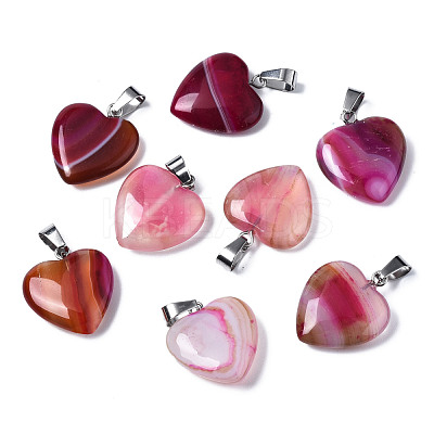 Natural Banded Agate/Striped Agate Pendants X-G-T122-24A-1