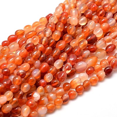 Dyed Natural Carnelian Gemstone Smooth Nuggets Bead Strands G-J335-03-1