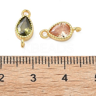 Brass Pave Cubic Zirconia Connector Charms KK-L264-10G-1