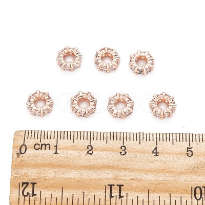 Brass Cubic Zirconia European Beads ZIRC-F001-101RG-1