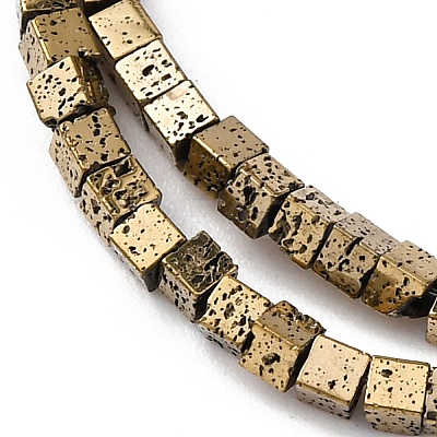 Electroplated Natural Lava Rock Beads Strands G-A256-B01-01D-1