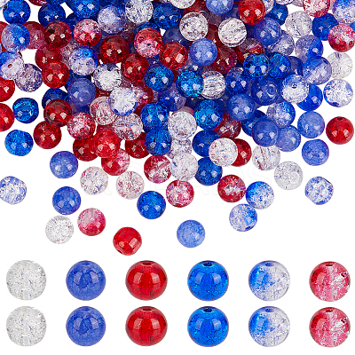 240Pcs 6 Colors Spray Painted Crackle Glass Beads CCG-PH0001-19-1