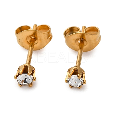 304 Stainless Steel Micro Pave Cubic Zirconia Stud Earrings EJEW-P299-01A-G-1