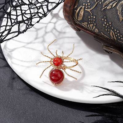 4Pcs 4 Styles Natural Gemstone Beaded Finger Rings RJEW-TA00210-1