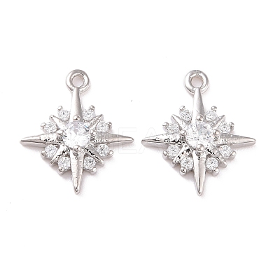 Brass Micro Pave Clear Cubic Zirconia Charms KK-G418-09P-1