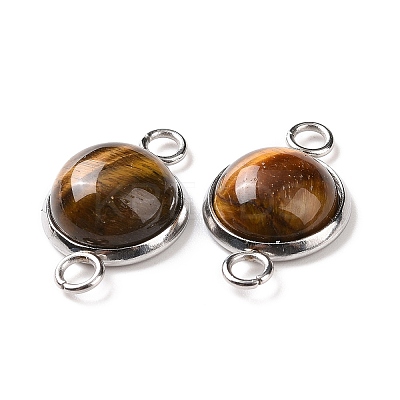 Natural Tiger Eye Connector Charms G-D059-01C-15-1