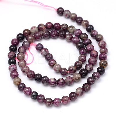 Natural Grade A Plum Blossom Tourmaline Round Bead Strands G-P114-09-5mm-1