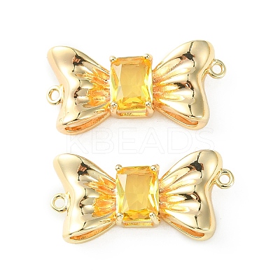 Brass Pave Cubic Zirconia Connector Charms KK-L208-01G-07-1