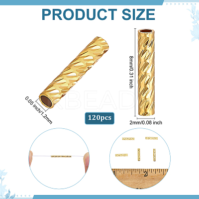 120Pcs Brass Tube Beads FIND-BC0041-63G-1