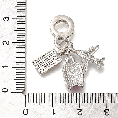 Rack Plating Alloy Hot Pink Enamel European Dangle Charms PALLOY-P307-01AS-1
