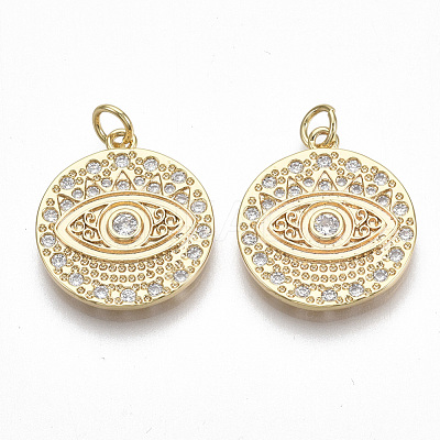 Brass Micro Pave Clear Cubic Zirconia Pendants KK-S356-010G-NF-1