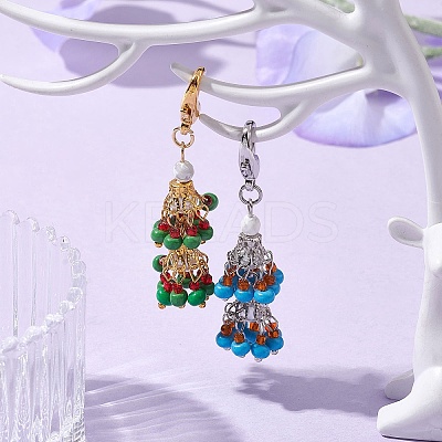 Glass Seed Bead Pendant Decorations HJEW-MZ00057-1