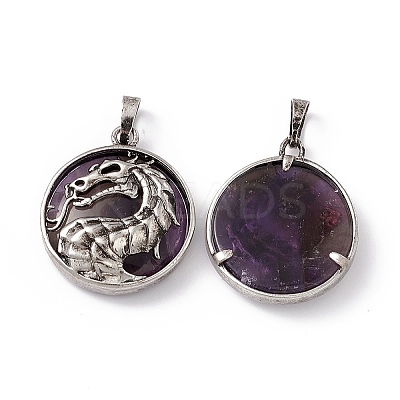 Natural Amethyst Pendants G-H281-05G-1