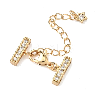 Brass Micro Pave Clear Cubic Zirconia Curb Chain Extender KK-G556-08G-01-1
