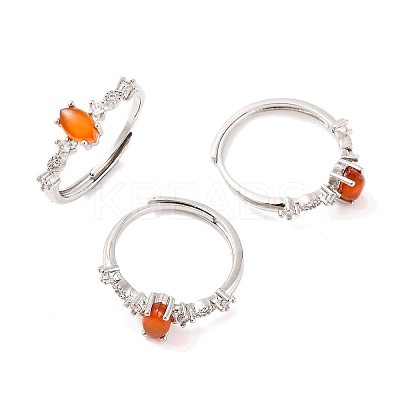 Horse Eye Natural Carnelian Adjustable Rings RJEW-Q817-02P-05-1