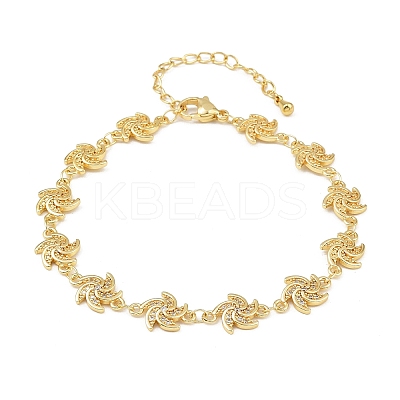 Windmill Brass Micro Pave Clear Cubic Zirconia Link Chain Bracelets for Women BJEW-A090-04G-1