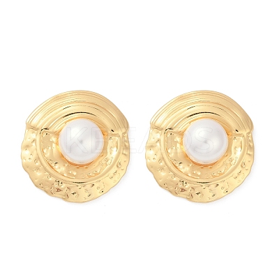304 Stainless Steel ABS Plastic Pearl Stud Earrings for Women EJEW-U046-11G-1