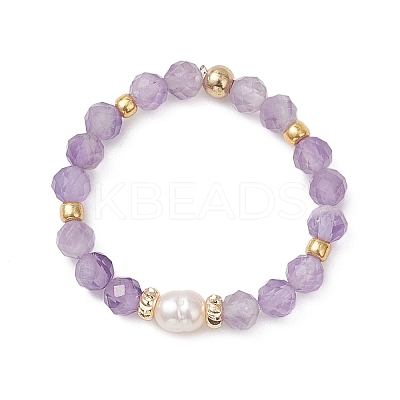 Natural Cultured Freshwater Pearl and Gemstone Finger Rings RJEW-JR00970-1
