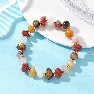 Natural Mixed Gemstone Beaded Stretch Bracelets for Women BJEW-JB13372-1