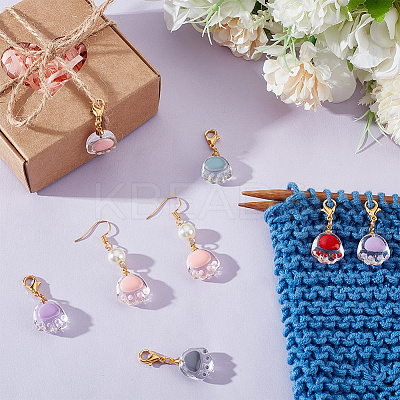 Transparent Glass Enamel Pendant Stitch Markers HJEW-AB00418-1