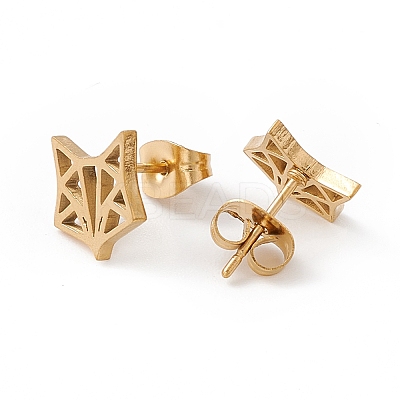 304 Stainless Steel Origami Fox Head Stud Earrings for Women LS-EJEW-F286-03D-G-1