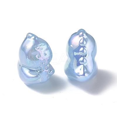 UV Plating Rainbow Iridescent Acrylic Beads PACR-M003-15F-1