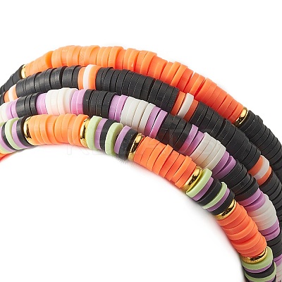 4Pcs 4 Style Polymer Clay Heishi Surfer Stretch Bracelets Set BJEW-TA00276-1