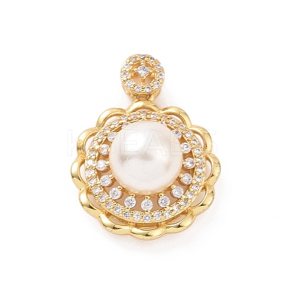 Eco-friendly Rack Plating Brass Micro Pave Cubic Zirconia Pendants KK-F843-16G-1