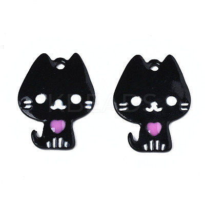 Rack Plating Alloy Enamel Spray Painted Pendants ENAM-T011-155B-1