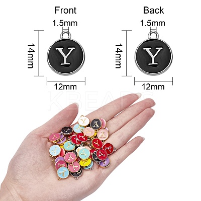 120Pcs 12 Colors Golden Plated Alloy Charms ENAM-SZ0001-64Y-1