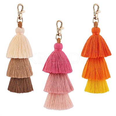 3Pcs Colorful Tassel Keychain Handmade Boho Keychain Personalized Bag Charm Tassel Keychain for Women JX282A-1
