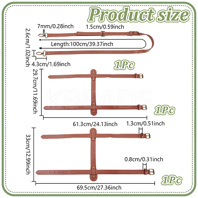 2Pcs 2 Styles PU Leather Blanket Strap AJEW-NB0007-82-1