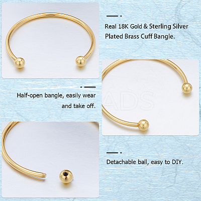 6Pcs 2 Colors Brass Cuff Bangle Making KK-BBC0022-73-1
