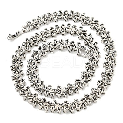 Rack Plating Brass Pave Cubic Zirconia Butterfly Link Necklaces NJEW-A031-03P-04-1