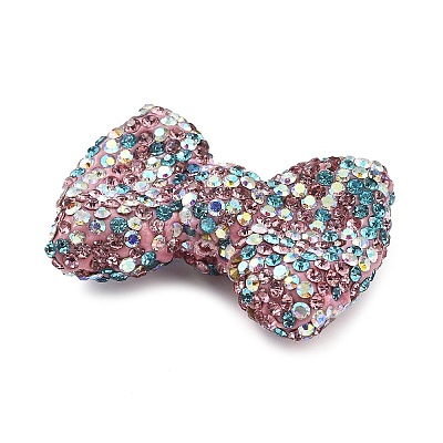 Bowknot Shape Polymer Clay Rhinestone Beads CLAY-NH0001-05E-1