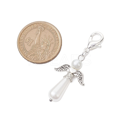 Angel Acrylic Imitation Pearl Pendant Decorations HJEW-JM02319-1