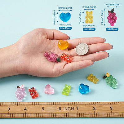116Pcs 16 Colors Transparent Resin Cabochons RESI-TA0001-23-1